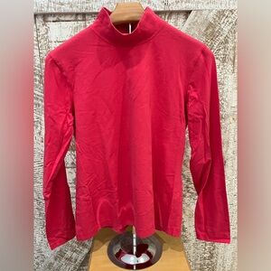 Talbots Pink Women's Cotton Mock Neck Long sleeve Top size Small